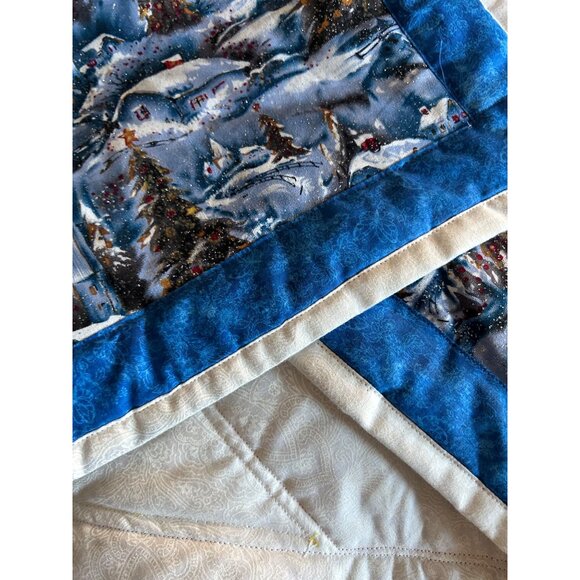 Handcrafted Quilted Runner Winter Wonderland Patchwork 45" x 17" Centerpiece - Picture 9 of 11